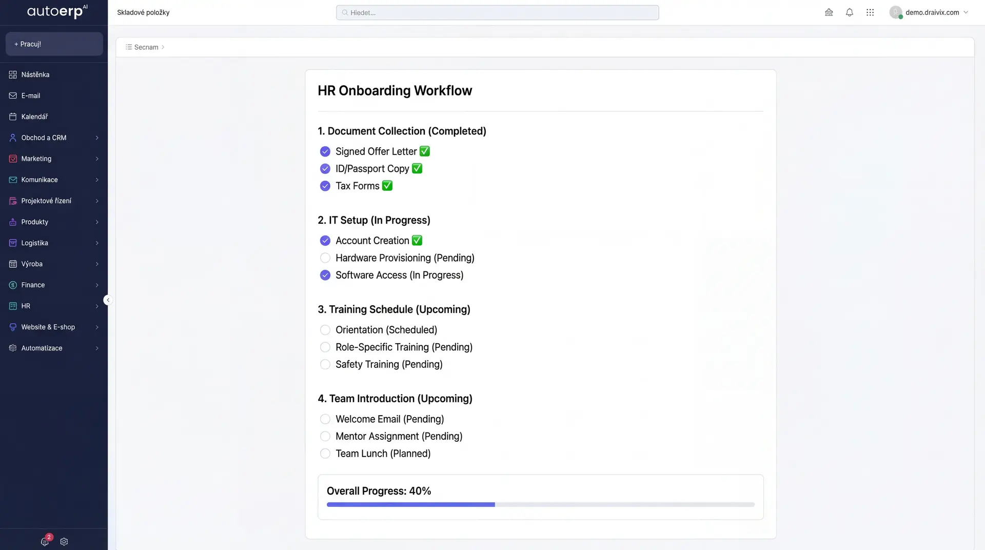 AutoERP HR - onboarding workflow