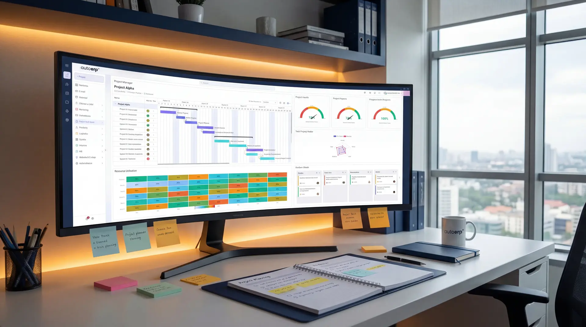 AutoERP projektové řízení - Gantt diagram a dashboard projektů