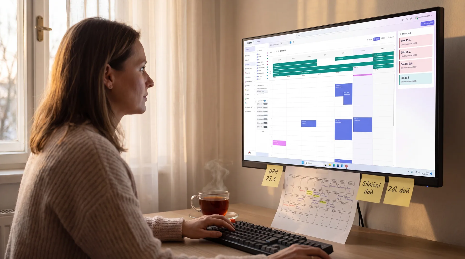 Náhled aplikace Daňový kalendář — tray ikona Windows s notifikací DPH