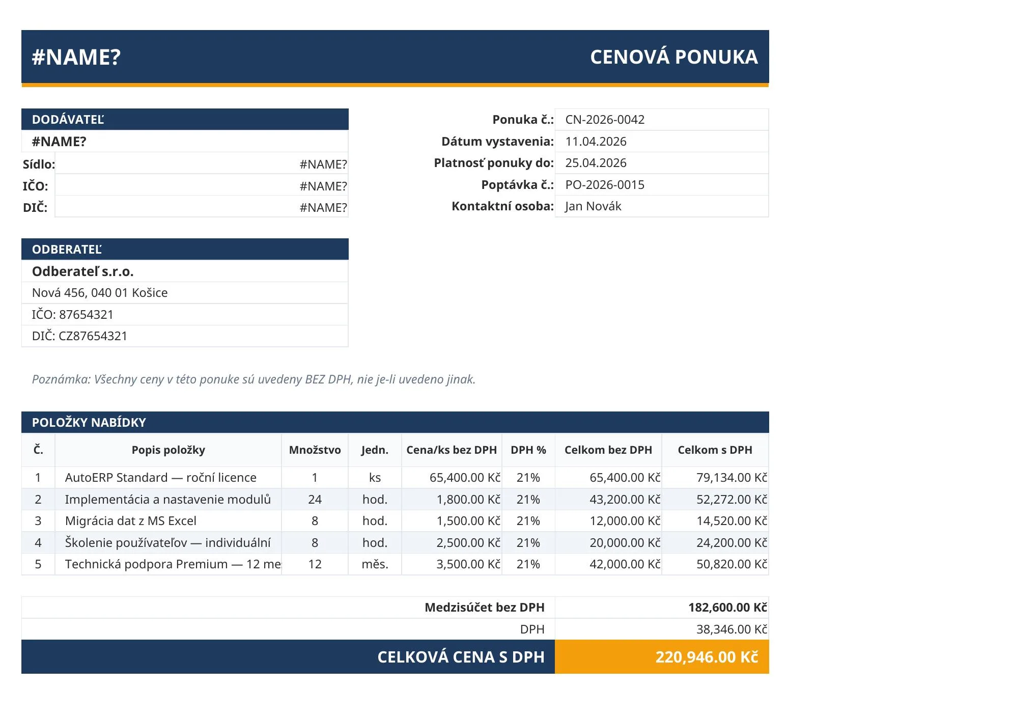 Excel šablóna – kompatibilná s LibreOffice aj Google Sheets